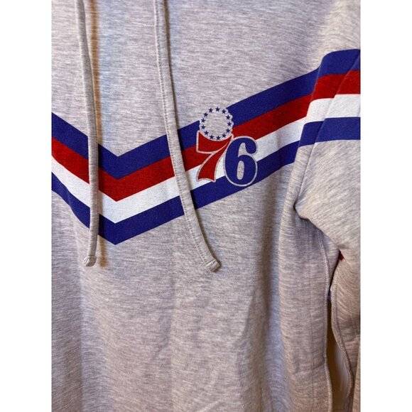 Philadelphia 76ers Basketball LS Scallop Grey Hooded Sweatshirt - Women Size Med - Picture 4 of 11